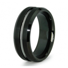 8 mm Black Tungsten Ring Traditional Wedding Band